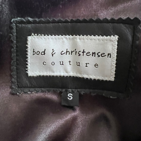 BOD & CHRISTENSEN BLACK LAMBSKIN TRENCH COAT MID LENGTH  VINTAGE LEATHER COAT - Picture 10 of 14